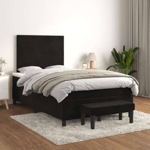 Krevet box spring s madracem crni 120 x 190 cm baršunasti - Crna 120 x 190 cm vodoravne pruge Cijena