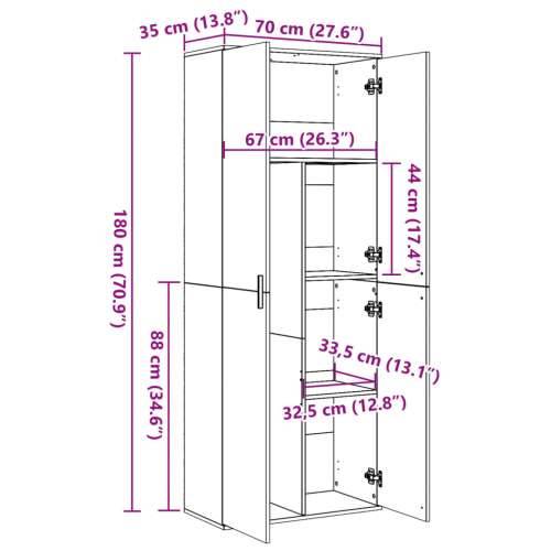Visoka komoda dimljeni hrast 70x35x180 cm konstruiranog drva - Dimljeni hrast 1 Cijena