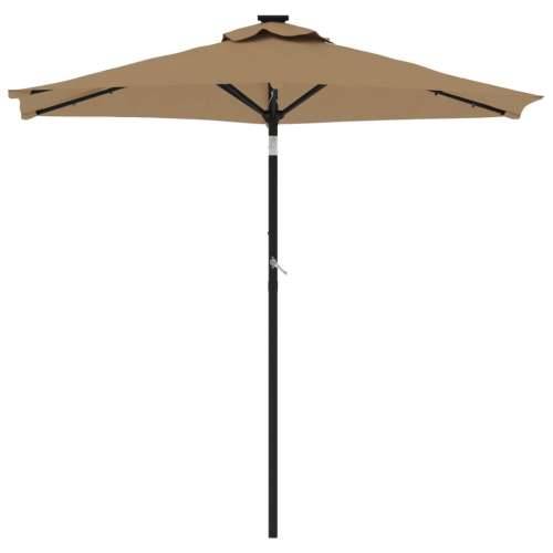Vrtni suncobran s čeličnom šipkom LED smeđesivi 225x225x212 cm - Sivo-smeđa 1 Cijena