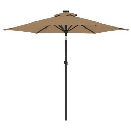 Vrtni suncobran s čeličnom šipkom LED smeđesivi 225x225x212 cm - Sivo-smeđa 1 Cijena