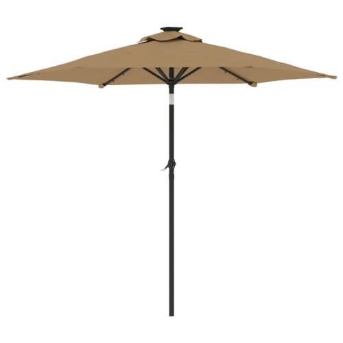 Vrtni suncobran s čeličnom šipkom LED smeđesivi 225x225x212 cm - Sivo-smeđa 1 Cijena