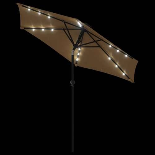 Vrtni suncobran s čeličnom šipkom LED smeđesivi 225x225x212 cm - Sivo-smeđa 1 Cijena
