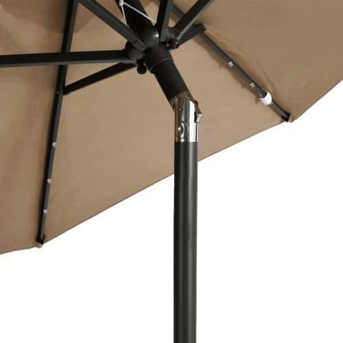 Vrtni suncobran s čeličnom šipkom LED smeđesivi 225x225x212 cm - Sivo-smeđa 1 Cijena