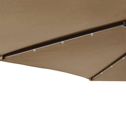 Vrtni suncobran s čeličnom šipkom LED smeđesivi 225x225x212 cm - Sivo-smeđa 1 Cijena