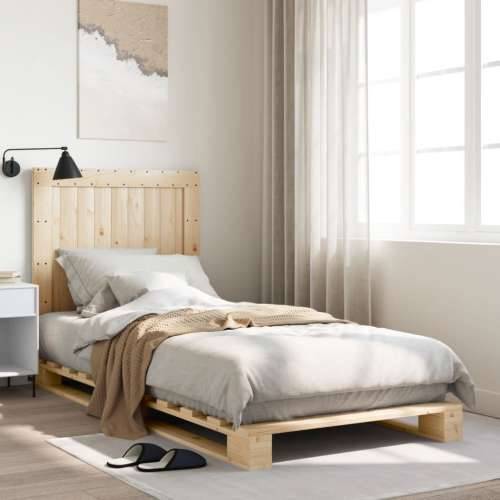 Okvir kreveta s uzglavljem 90 x 200 cm od masivne borovine - Prirodna 90 x 200 cm Ne with plain headboard Cijena