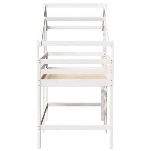 Krevet na kat s ljestvama i krovom bijeli 90x190 cm od borovine - Bijela 90 x 190 cm Cijena