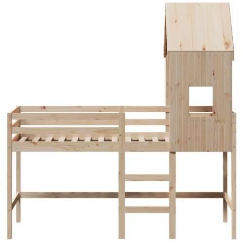 Krevet na kat s ljestvama i krovom 80x200 cm od borovine - Prirodna 80 x 200 cm Cijena