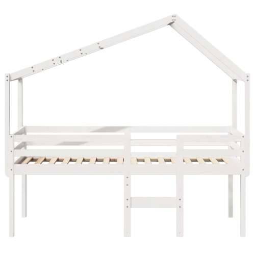 Visoki krevet s krovom bijeli 75 x 190 cm od masivne borovine - Bijela 75 x 190 cm Cijena
