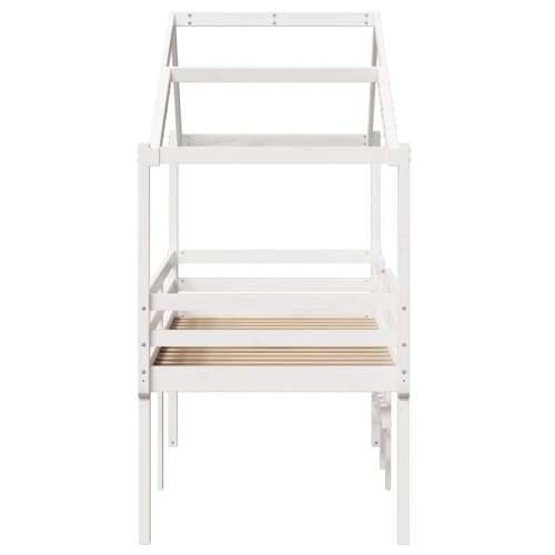 Visoki krevet s krovom bijeli 75 x 190 cm od masivne borovine - Bijela 75 x 190 cm Cijena
