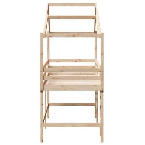 Krevet na kat s ljestvama i krovom 90x190 cm od borovine - Prirodna 90 x 190 cm Cijena