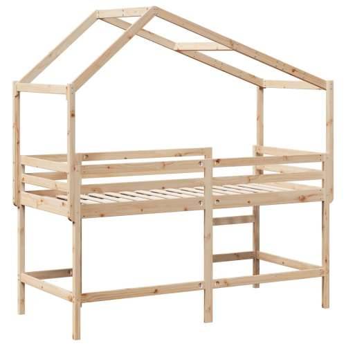 Krevet na kat s ljestvama i krovom 90x190 cm od borovine - Prirodna 90 x 190 cm Cijena