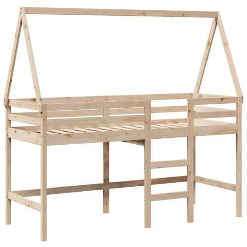 Krevet na kat s ljestvama i krovom 80x200 cm od borovine Prirodna 80 x 200 cm Cijena