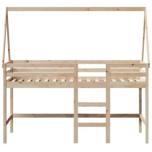 Krevet na kat s ljestvama i krovom 80x200 cm od borovine Prirodna 80 x 200 cm Cijena