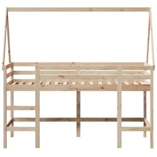 Krevet na kat s ljestvama i krovom 80x200 cm od borovine - Prirodna 80 x 200 cm Cijena