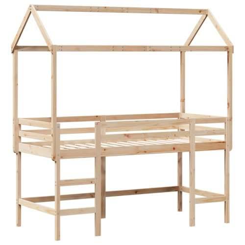 Krevet na kat s ljestvama i krovom 80x200 cm od borovine Prirodna 80 x 200 cm Cijena