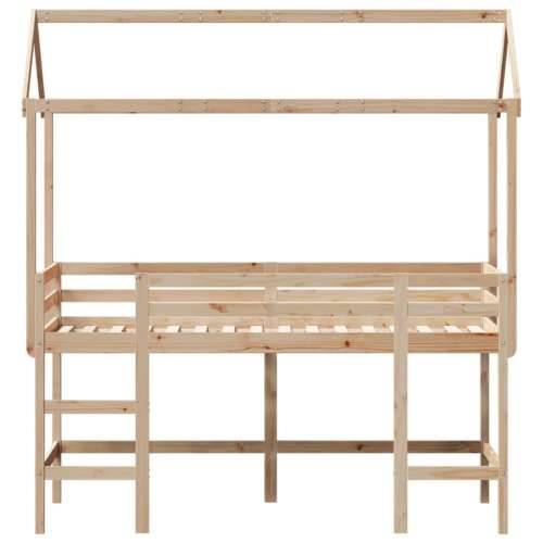 Krevet na kat s ljestvama i krovom 80x200 cm od borovine Prirodna 80 x 200 cm Cijena
