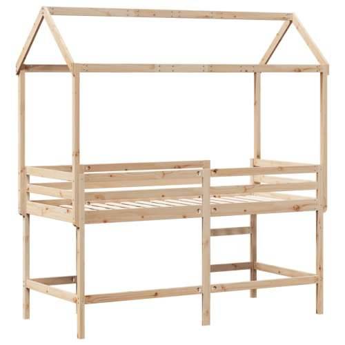 Krevet na kat s ljestvama i krovom 80x200 cm od borovine Prirodna 80 x 200 cm Cijena