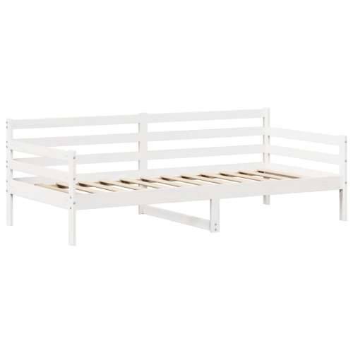 Set dnevnog kreveta i klupe s krovom bijeli 90x200 cm borovina - Bijela 90 x 200 cm Cijena