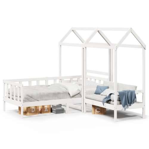 Set dnevnog kreveta i klupe s krovom bijeli 90x190 cm borovina Bijela 90 x 190 cm Cijena