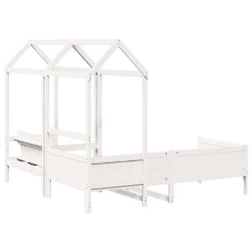 Set dnevnog kreveta i klupe s krovom bijeli 90x190 cm borovina Bijela 90 x 190 cm Cijena