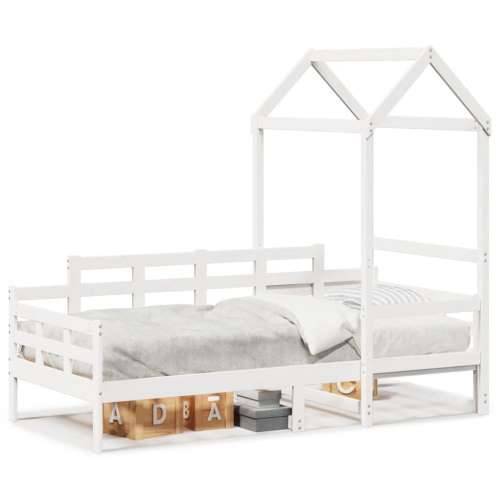 Dnevni krevet s krovom bijeli 90 x 190 cm od masivne borovine Bijela 90 x 190 cm Cijena