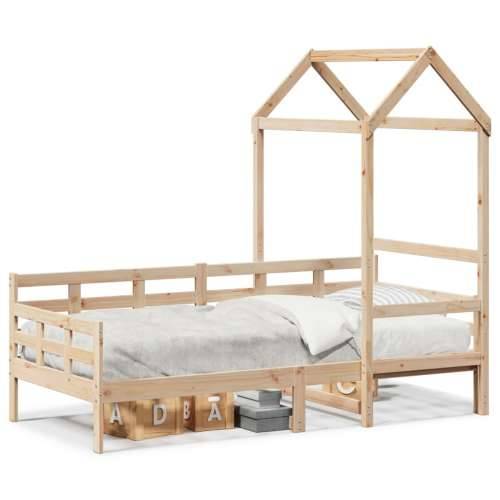 Dnevni krevet s krovom bez madraca 80 x 200 cm masivno drvo - Prirodna 80 x 200 cm Cijena