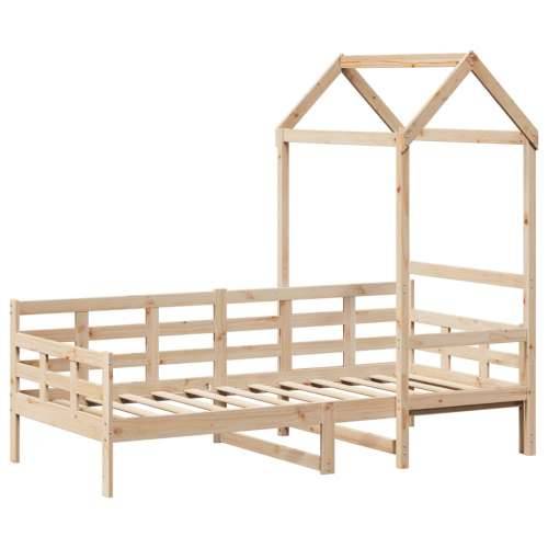 Dnevni krevet s krovom bez madraca 80 x 200 cm masivno drvo - Prirodna 80 x 200 cm Cijena