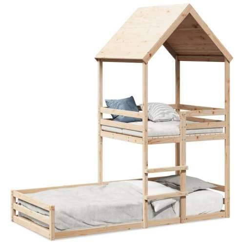 Krevet na kat s krovom 80 x 200 cm od masivne borovine - Prirodna 80 x 200 cm Cijena