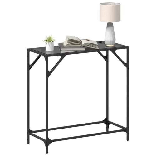 Konzolni stol s crnom staklenom površinom 80x35x81 cm čelični - Crna 80 x 35 x 81 cm 1 Cijena