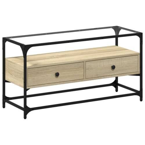 TV ormarić sa staklenom površinom boja hrasta 98x35x51 cm drvo - sonoma hrast 1 98 cm Cijena