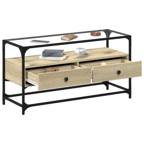 TV ormarić sa staklenom površinom boja hrasta 98x35x51 cm drvo - sonoma hrast 1 98 cm Cijena