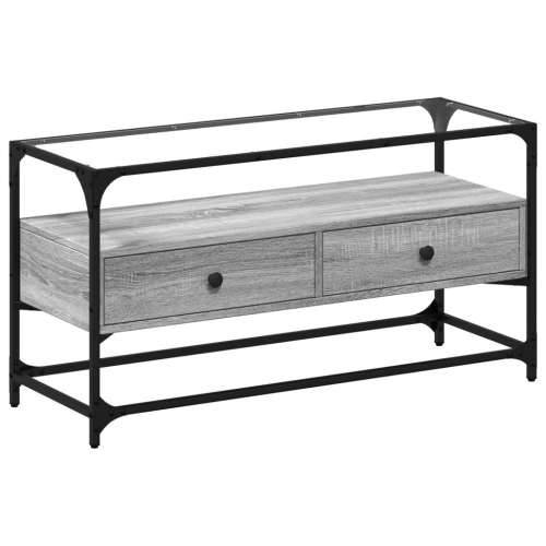 TV ormarić sa staklenom površinom boja hrasta 98x35x51 cm drvo - Sivi hrast sonoma 1 98 cm Cijena
