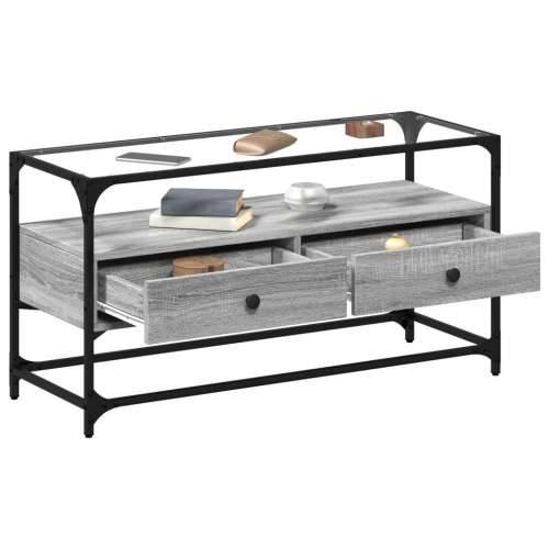 TV ormarić sa staklenom površinom boja hrasta 98x35x51 cm drvo - Sivi hrast sonoma 1 98 cm Cijena
