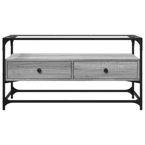 TV ormarić sa staklenom površinom boja hrasta 98x35x51 cm drvo - Sivi hrast sonoma 1 98 cm Cijena