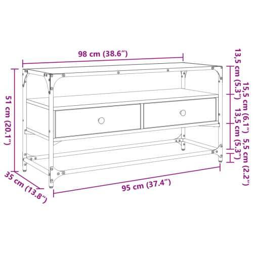 TV ormarić sa staklenom površinom boja hrasta 98x35x51 cm drvo - Sivi hrast sonoma 1 98 cm Cijena