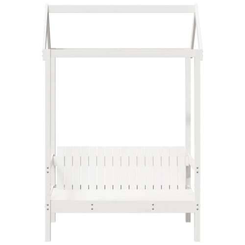 Klupa s krovom bijela 117,5 x 70 x 176,5 cm od masivne borovine - Bijela Cijena