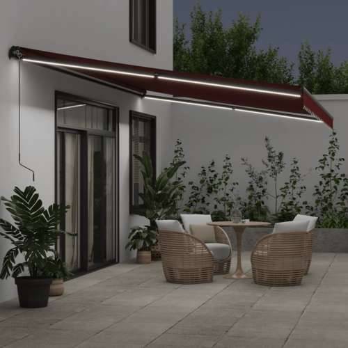 Tenda na ručno uvlačenje s LED svjetlima bordo 500 x 300 cm - Tamno crvena 500 x 300 cm 1 Cijena