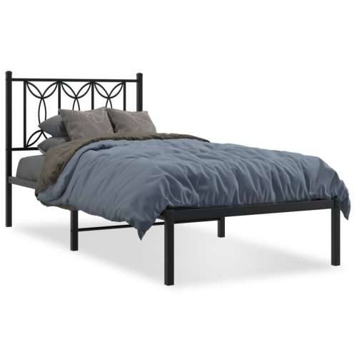 Metalni okvir za krevet s uzglavljem crni 90x200 cm - Crna 90 x 200 cm s uzglavljem Cijena