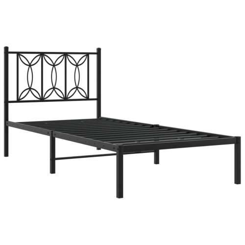 Metalni okvir za krevet s uzglavljem crni 90x200 cm - Crna 90 x 200 cm s uzglavljem Cijena