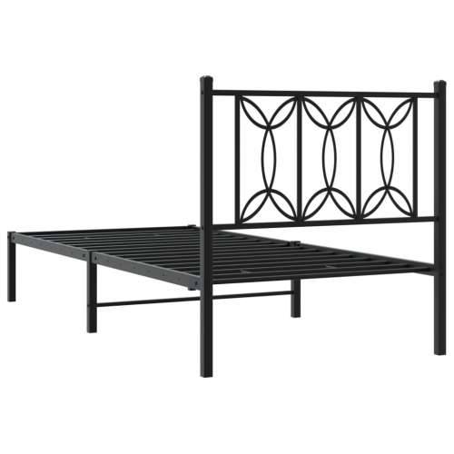 Metalni okvir za krevet s uzglavljem crni 90x200 cm - Crna 90 x 200 cm s uzglavljem Cijena