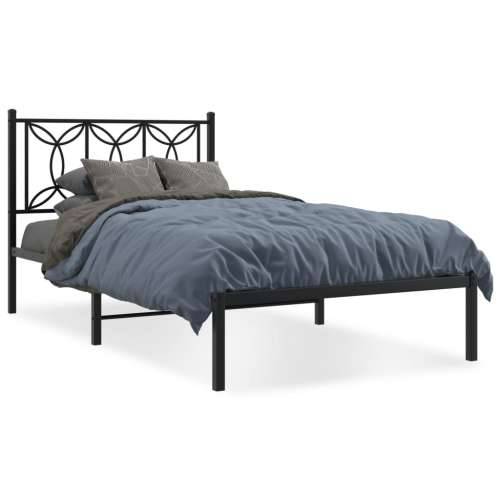 Metalni okvir za krevet s uzglavljem crni 100x200 cm - Crna 100 x 200 cm s uzglavljem Cijena
