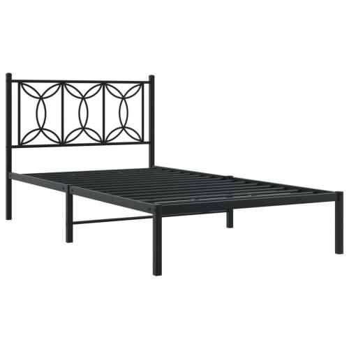 Metalni okvir za krevet s uzglavljem crni 100x200 cm - Crna 100 x 200 cm s uzglavljem Cijena