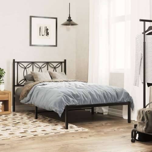 Metalni okvir za krevet s uzglavljem crni 100x200 cm - Crna 100 x 200 cm s uzglavljem Cijena