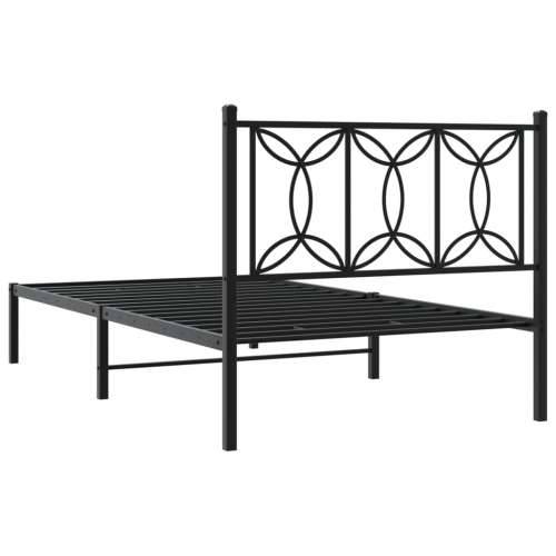 Metalni okvir za krevet s uzglavljem crni 100x200 cm - Crna 100 x 200 cm s uzglavljem Cijena