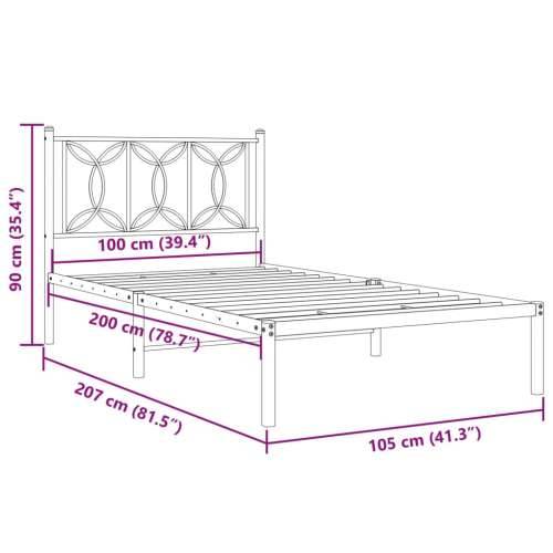 Metalni okvir za krevet s uzglavljem crni 100x200 cm - Crna 100 x 200 cm s uzglavljem Cijena