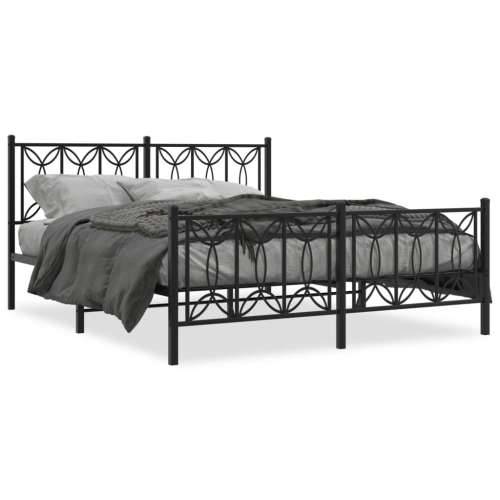 Metalni okvir kreveta uzglavlje i podnožje crni 160x200 cm - Crna 160 x 200 cm s uzglavljem i podnožjem Cijena