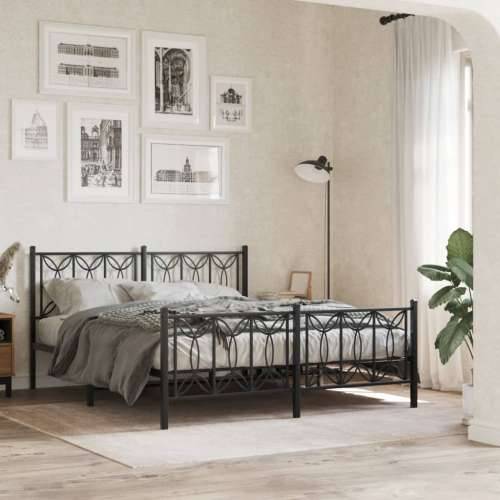 Metalni okvir kreveta uzglavlje i podnožje crni 160x200 cm - Crna 160 x 200 cm s uzglavljem i podnožjem Cijena