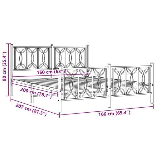 Metalni okvir kreveta uzglavlje i podnožje crni 160x200 cm - Crna 160 x 200 cm s uzglavljem i podnožjem Cijena