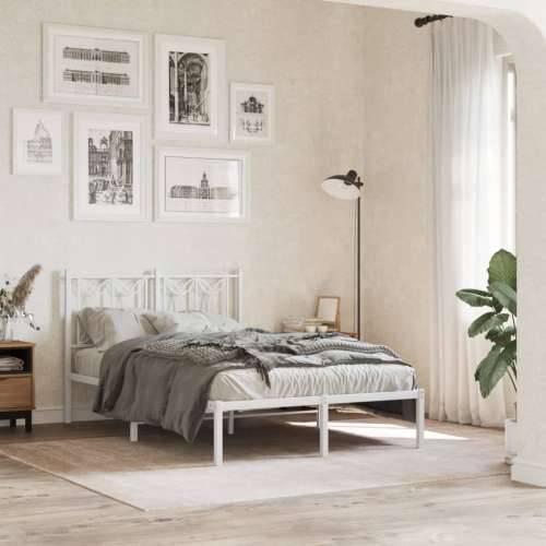 Metalni okvir za krevet s uzglavljem bijeli 120x200 cm - Bijela 120 x 200 cm s uzglavljem Cijena