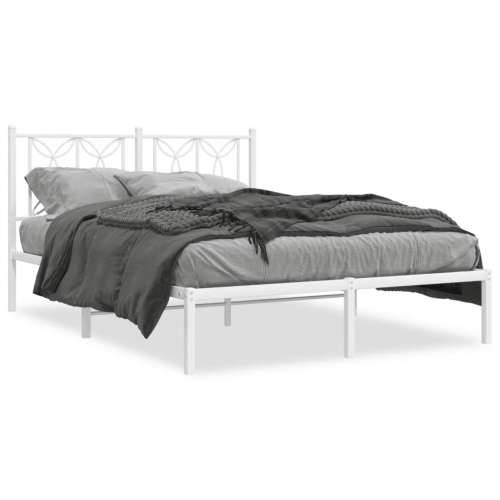 Metalni okvir za krevet s uzglavljem bijeli 140 x 190 cm Bijela 140 x 190 cm s uzglavljem Cijena